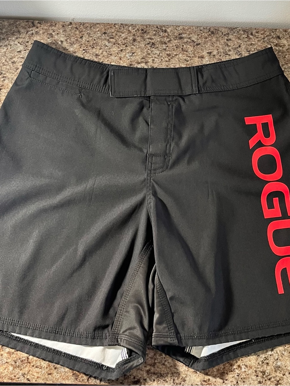 Rogue Men's Black Athletic Shorts with Red Side Logo